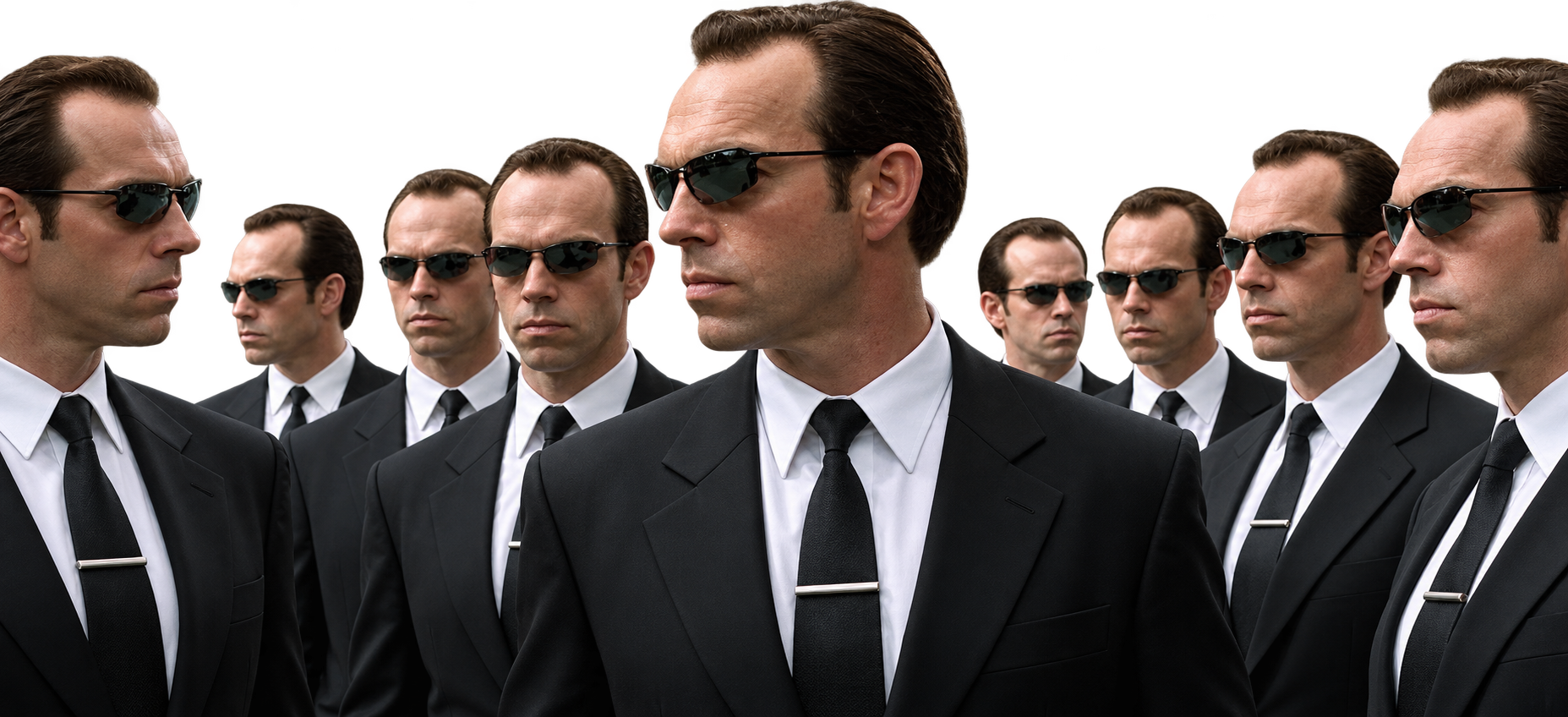 Agentes de Matrix idénticos, una representación de seguir comprando de la misma manera